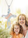 wholesale 925 Sterling Silver Opal Mom Cross Pendant Necklace White Platinum Rose Gold Plated-0-1