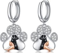 wholesale 925 Sterling Silver Cat Claw Pendant Drop Earrings for Women Girls  4cm Length-Paw Print