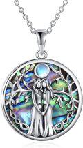 wholesale 925 Sterling Silver Moonstone & Abalone Shell Pendant Necklace for Sensitive Skin, Adjustable Chain, Gift for Sisters & Best Friends-0-0