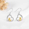 wholesale 925 Sterling Silver Heart-Shaped Duck Dangle Earrings with Cubic Zirconia Accents-0-2