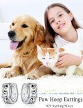 wholesale 925 Sterling Silver Black Enamel Dog Cat Paw Print Hoop Earrings for Women Animal Lovers s-0-2