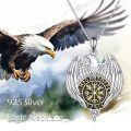 wholesale 925 Sterling Silver Viking Eagle Vegvisir Compass Necklace-0-2