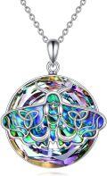 wholesale 925 Sterling Silver Round Abalone Shell Celtic Knot Moonstone Pendant Necklace for Women Gothic s-0-0