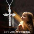 wholesale 925 Sterling Silver & White Opal Cross Necklace, 30x21.9mm, 18-20in Chain-0-2