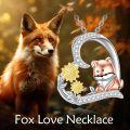 wholesale 925 Sterling Silver Sunflower Fox Pendant Necklace for Women Gifts-0-1