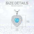 wholesale 925 Sterling Silver 925 Blue Turquoise Heart Shaped Pendant Necklace for Women-0-4