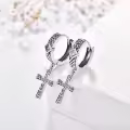 wholesale 925 Sterling Silver 925 Black Gold Plated Celtic Knot Cross Huggie Hoop Earrings Wholesale with Cubic Zirconia for Men & Women-0-1