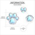 wholesale 925 Sterling Silver Moonstone Cat Dog Paw Print Stud Earrings-0-4