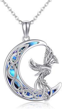 wholesale 925 Sterling Silver Moon & Phoenix Necklace - Blue Stone Pendant s for Women-Phoenix 1