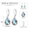 wholesale 925 Silver Oxidized Moonstone Daisy Flower Teardrop Drop Earrings-0-5