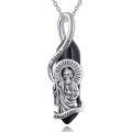 wholesale 925 Sterling Silver Saint Jude Pendant with Black Onyx Stone and Chain - Religious Jewelry for Women Men-0-0