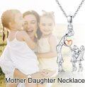 wholesale 925 Sterling Silver Mother and Child Heart Pendant Necklace for Women-0-4