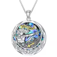 TOUPOP Sterling Silver Blue Topaz Sagittarius Zodiac Constellation Pendant Necklace-undefined