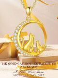 TOUPOP 14K Gold Moon Animal Necklace, Cat Dog Rabbit, 16+2 Inch-0-2