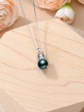 wholesale 925 Sterling Silver Unicorn & Black Freshwater Pearl Pendant Necklace for Women-0-1