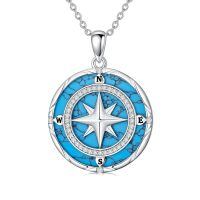 wholesale 925 Sterling Silver Turquoise Compass Pendant With Crystals-Style 1