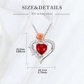 wholesale S925 Sterling Silver 8mm Natural Carnelian Rose Flower Heart Necklace with Cubic Zirconia-0-4