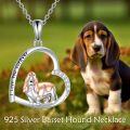 wholesale 925 Sterling Silver Heart-Shaped Basset Hound Pendant Necklace with Cubic Zirconia and I Love You Forever Inscription - Perfect Gift for Dog Lovers-0-3