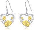 wholesale 925 Sterling Silver Daisy Sunflower Heart Tree of Life Drop Earrings-0-0