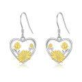 wholesale 925 Sterling Silver Daisy Sunflower Heart Tree of Life Drop Earrings-0-0