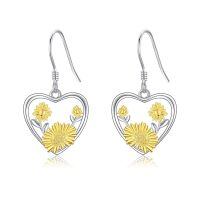 wholesale 925 Sterling Silver Daisy Sunflower Heart Tree of Life Drop Earrings-Sunflower