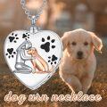wholesale 925 Sterling Silver Heart Shaped Pet Memorial Keepsake Pendant with Dog and Human Figurine Design - 3D Engraved Paw Prints & Funnel Included-0-4