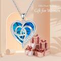 wholesale TOUPOP Celtic Heart Necklace For Women Silver September Sapphire Heart Crystal Celtic Knot Jewelry Gift For Women Sister Wife Mom Graduation Gifts Birthday Valentine's Mother's Day Christmas Gift -0-1