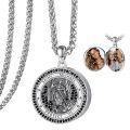 wholesale 925 Sterling Silver Saint Michael Photo Locket Pendant Necklace With Black Crystals Wheat Chain-0-0