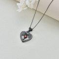 wholesale 925 Sterling Silver Gothic Lock & Key Red Crystal Heart Pendant Necklace-0-3