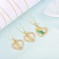 wholesale Gold-Plated 925 Sterling Silver St. Jude Heart Pendant Necklace with Green Stone and Cubic Zirconia for Women-0-4