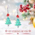 wholesale 925 Sterling Silver Blue Green Opal Christmas Tree Snowflake Drop Earrings-0-4