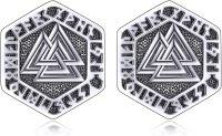 wholesale 925 Sterling Silver Norse Vegvisir Viking Stud Earrings - Nordic Pagan s for Women Men-Valknut