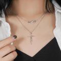 wholesale 925 Sterling Silver Infinity & Cross Layered Pendant Necklace for Women - Religious s-0-3