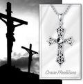 wholesale 925 Sterling Silver Cross with Black Enamel and White Bird Pendant Necklace - Gothic s for Him & Her-0-5