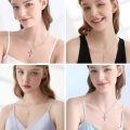 wholesale 925 Sterling Silver Cross Pendant Necklace With Red Crystal White Gold Plated-0-4