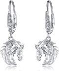 wholesale 925 Sterling Silver Horse Head Shape Pendant Hoop Earrings for Women Gift Ideas-0-0