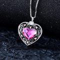 wholesale TOUPOP Rose Flower Urn Necklace For Ashes Heart Crystal Cremation Jewelry For Ashes Flower Memorial Necklace For Girls Women Human Ashes Sterling Silver Urn Necklace For Ashes (purple) -0-1