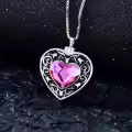 TOUPOP Sterling Silver Purple Crystal Rose Flower Urn Necklace For Ashes-0-1