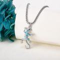 wholesale 925 Sterling Silver Turquoise Gecko Lizard Pendant Necklace  for Women and Girls 48cm Chain Length-0-3
