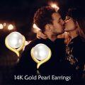 wholesale 14K Gold CZ Pearl Heart Stud Earrings for Women Mother's Day Gifts-0-4