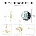 wholesale 10K Gold Infinity Knot Cross Pendant with 3mm Cable Chain for Women and Girls - Elegant Religious Set (Length: Adjustable from 16 to 20 inches)-0-1