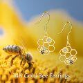 wholesale 14K Gold Honeycomb Flower and Bee Drop Earrings for Women Gift-0-5