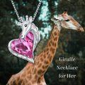 wholesale 925 Sterling Silver Pink Crystal Giraffe Head Heart Pendant Necklace for Girls and Women-0-5