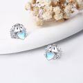 wholesale 925 Sterling Silver Heart-Shaped Guinea Pig Stud Earrings with Blue Stone Accents-0-4