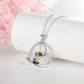 wholesale 925 Sterling Silver Cow Heart-Shaped Pendant Necklace with Cubic Zirconia Stones for Women and Girls-0-1