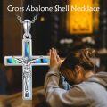 wholesale 925 Sterling Silver Rainbow Abalone Shell Inlay Crucifix Pendant Necklace for Men & Women-0-4