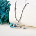 wholesale 925 Sterling Silver Guitar Shaped Turquoise Stone Musical Pendant Necklace for Women and Girls-0-3