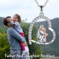 wholesale 925 Sterling Silver Heart Pendant - Father Daughter Love Forever Necklace Gift for Mom-0-5