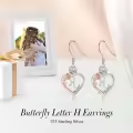 TOUPOP Sterling Silver Rose Heart Butterfly Initial H Letter Drop Dangle Earrings-0-2