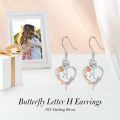 TOUPOP Sterling Silver Rose Heart Butterfly Initial H Letter Drop Dangle Earrings-0-2